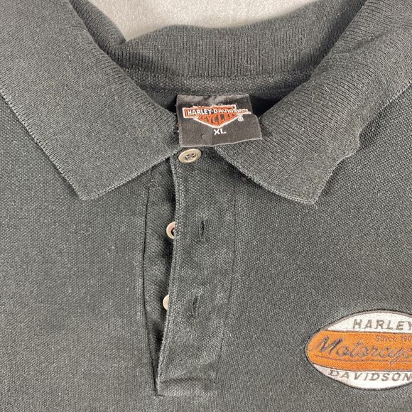 Harley Davidson Cycles Polo Shirt Mens XL Black Knit Logo Biker Motorcycle Denve - Picture 3 of 11
